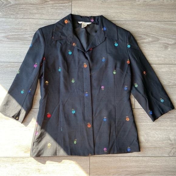 Vintage Peter Martin Pure Silk Floral Embroidered Blazer - Picture 4 of 16